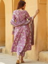Lavender Colour Rayon Printed Kurti With Pant Dupatta Wholesale Online Aaradhna 2046